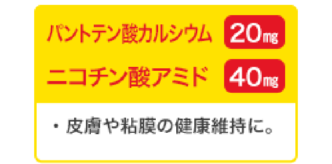 パントテン酸カルシウム 20mg・ニコチン酸アミド 40mg／皮膚や粘膜の健康維持に。