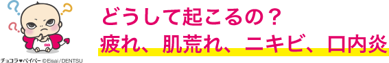 どうして起こるの？疲れ、肌荒れ、ニキビ、口内炎