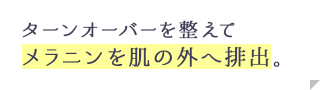 ターンオーバーを整えてメラニンを肌の外へ排出。