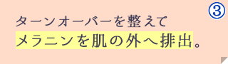 ターンオーバーを整えてメラニンを肌の外へ排出。