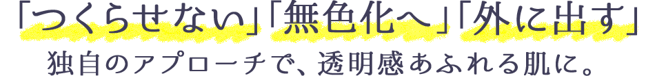 「つくらせない」「無色化へ」「外に出す」独自のアプローチで、透明感あふれる肌に。