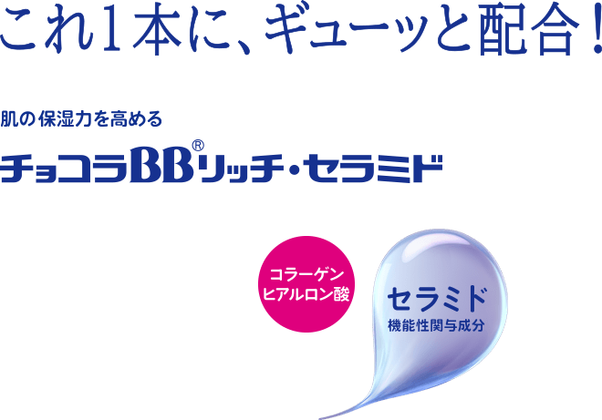 これ1本に、ギューッと配合！ チョコラBBリッチ・セラミド